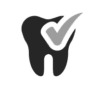 tooth with checkmark bw icon - dental - benefits